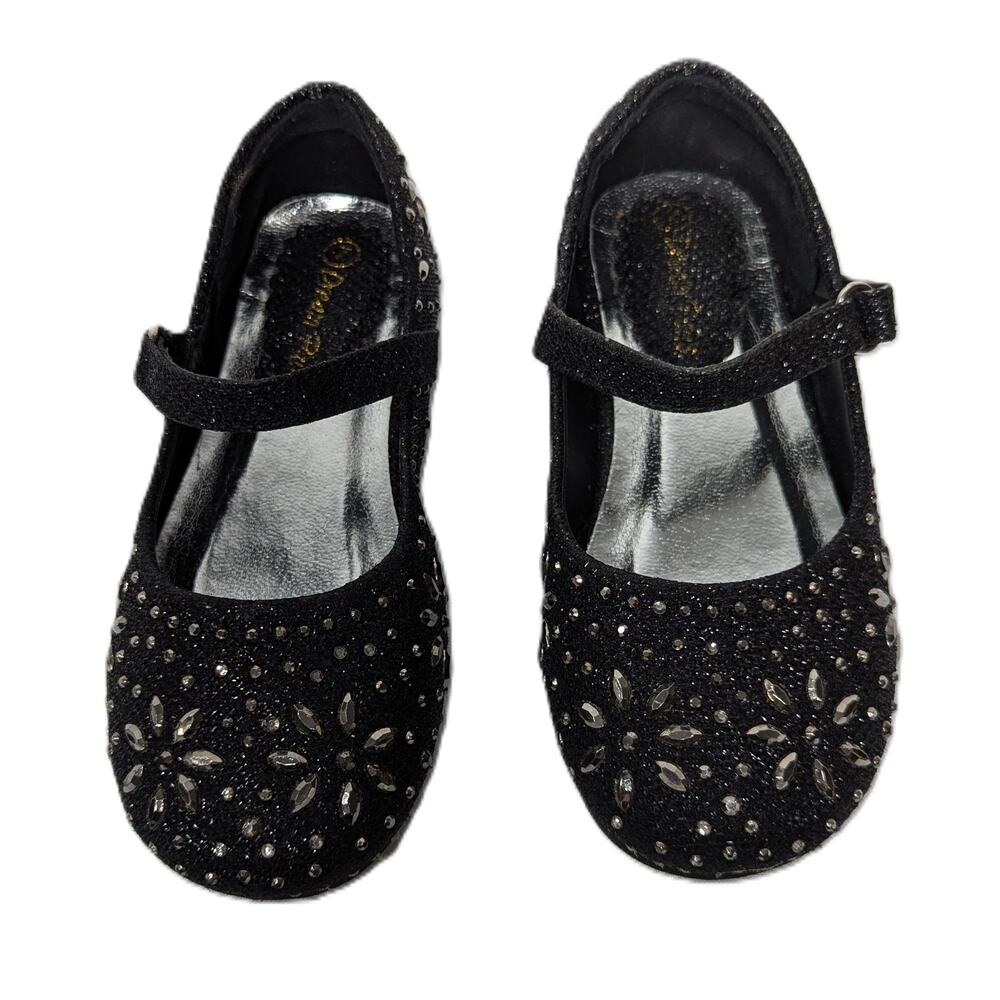 Toddler Girl's Dream Pairs Dress Shoes Mary Jane Rhinestone Ballerina Flat Sz 7